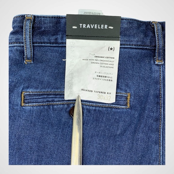 Banana Republic Traveler Pant Mens‎ 30x31 Blue Relaxed Tapered Stretch Pleated - Picture 4 of 11